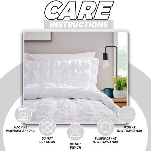 OLIVIA ROCCO Duvet Cover Set Microfibre Quilted White With Pillowcases Easy Care Bedding