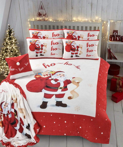 OLIVIA ROCCO Father Christmas Teddy Fleece Duvet Set Reversible Faux Fur Luxurious Winter