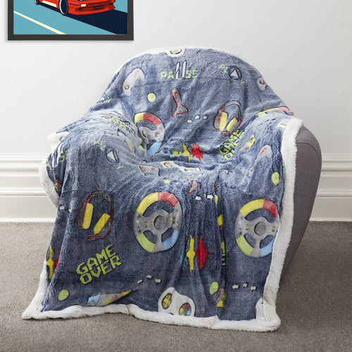 OLIVIA ROCCO Glow In The Dark Teddy Fleece Duvet Set For Kids Winter Warm Cosy Bedding