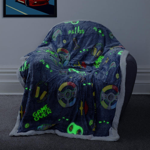 OLIVIA ROCCO Glow In The Dark Teddy Fleece Duvet Set For Kids Winter Warm Cosy Bedding