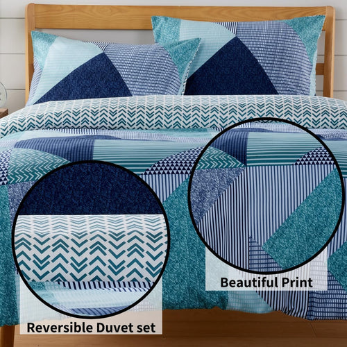 OLIVIA ROCCO Jasper Teal Printed Duvet Cover Set Easy Care With Button Closure for a Hotel-Style Bedroom Refresh