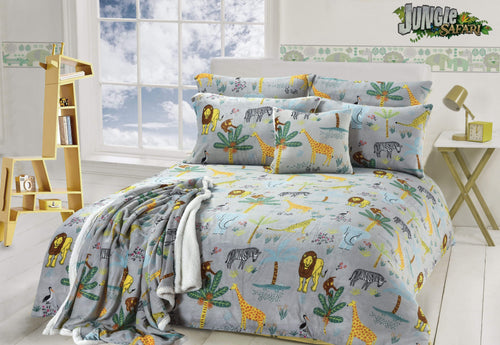 OLIVIA ROCCO Jungle Safari Animal Kingdom Kids Teddy Fleece Bedding Set With Lions
