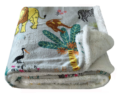 OLIVIA ROCCO Jungle Safari Animal Kingdom Kids Teddy Fleece Bedding Set With Lions