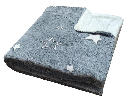 OLIVIA ROCCO Magical Stars Glow In The Dark Teddy Fleece Kids Duvet Set Ultra Soft