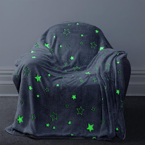 OLIVIA ROCCO Magical Stars Glow In The Dark Teddy Fleece Kids Duvet Set Ultra Soft