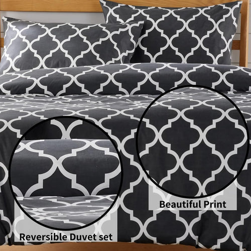 OLIVIA ROCCO Marrakesh Grey Printed Duvet Cover Set Easy Care With Pillowcases Hotel-Quality Super Soft Finish