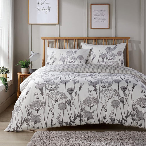 OLIVIA ROCCO Meadow Grey Reversible Duvet Cover Set With Pillowcases Breathable Microfibre for Everyday Luxury Hotel-Style