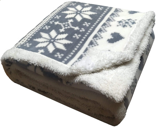 OLIVIA ROCCO Nordic Fair Isle Reversible Teddy Fleece Duvet Set With Pillowcases