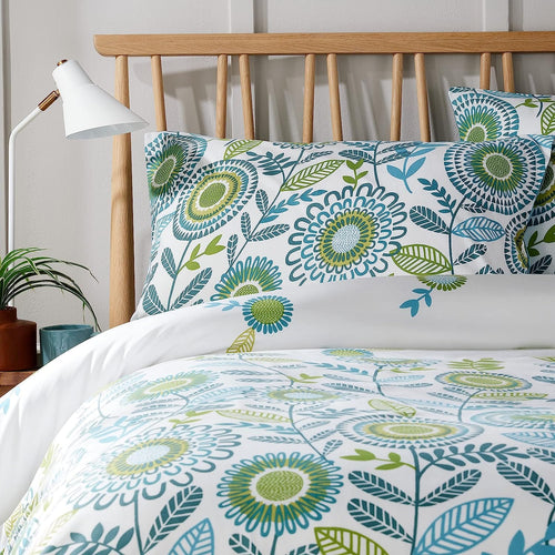 OLIVIA ROCCO Opulence Teal Printed Reversible Duvet Cover Set With Button Closure Single