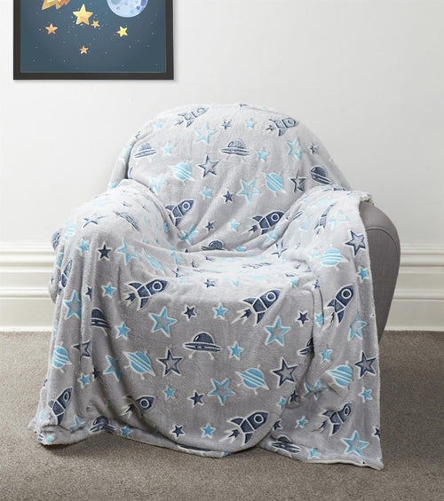 OLIVIA ROCCO Outer Space Glow In The Dark Teddy Fleece Duvet Set For Children for Easy-Care Everyday Luxury
