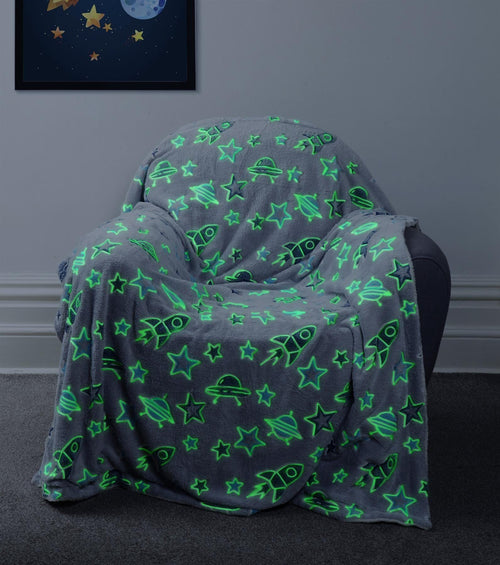 OLIVIA ROCCO Outer Space Glow In The Dark Teddy Fleece Duvet Set For Children for Easy-Care Everyday Luxury