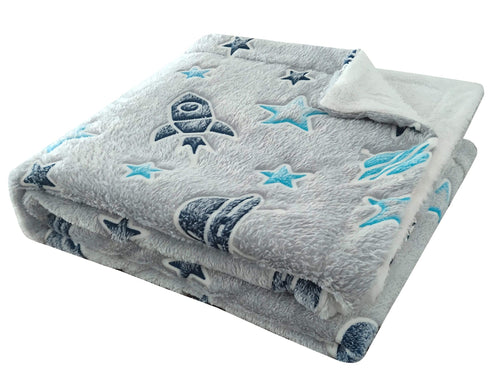 OLIVIA ROCCO Outer Space Glow In The Dark Teddy Fleece Duvet Set For Children for Easy-Care Everyday Luxury