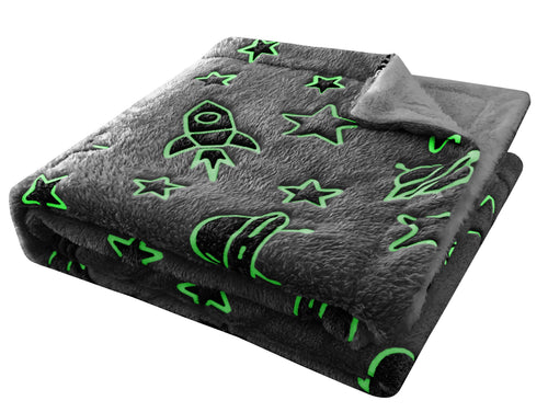 OLIVIA ROCCO Outer Space Glow In The Dark Teddy Fleece Duvet Set For Children for Easy-Care Everyday Luxury