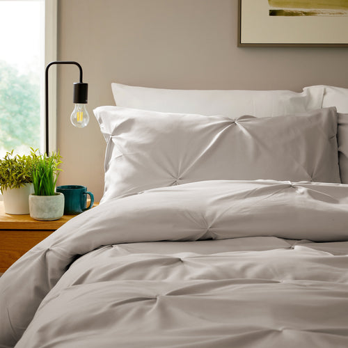 OLIVIA ROCCO Pintuck Natural Microfibre Duvet Cover Set With Pillowcases Easy Care