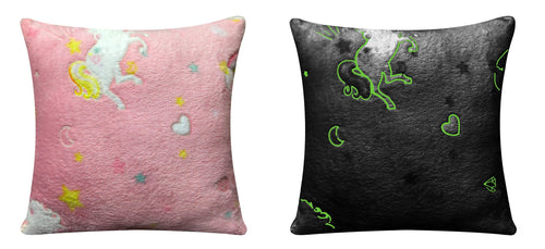 OLIVIA ROCCO Rainbow Unicorn Glow In The Dark Teddy Fleece Duvet Set For Kids Super Soft