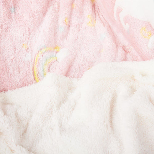 OLIVIA ROCCO Rainbow Unicorn Glow In The Dark Teddy Fleece Duvet Set For Kids Super Soft