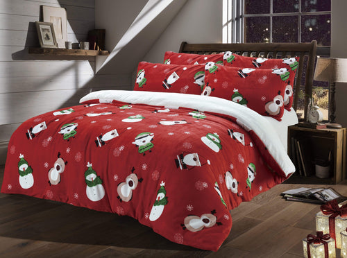 OLIVIA ROCCO Reversible Teddy Fleece Duvet Set With Snow White Faux Fur For Single Double