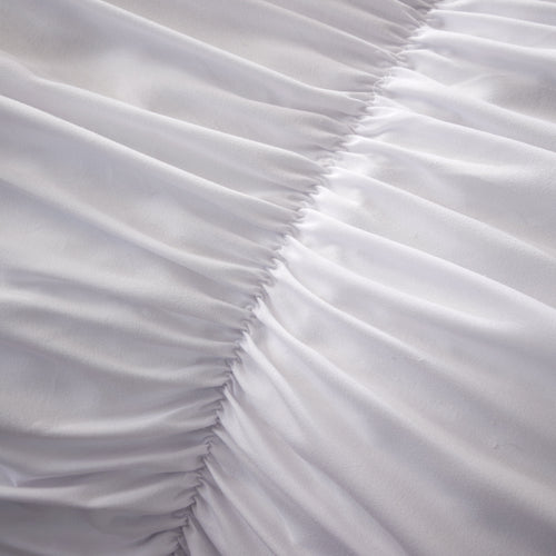 OLIVIA ROCCO Ruched White Microfibre Duvet Cover Set With Pillowcases Ruffle Bedding