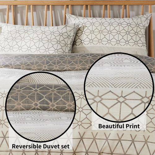 OLIVIA ROCCO Versailles Natural Floral Reversible Quilted Duvet Cover Set Easy Care