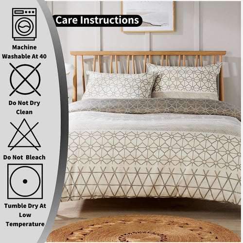 OLIVIA ROCCO Versailles Natural Floral Reversible Quilted Duvet Cover Set Easy Care