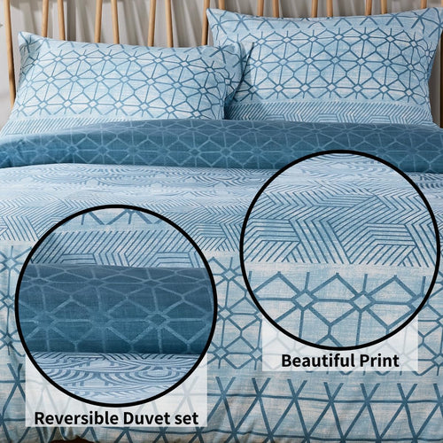 OLIVIA ROCCO Versailles Teal Printed Duvet Cover Set Reversible Quilted s Breathable