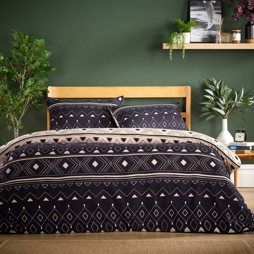 OLIVIA ROCCO Oslo Black Flannel Duvet Cover Set With Pillowcases Designed In England
