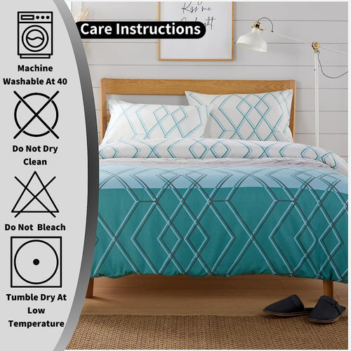 OLIVIA ROCCO Havanna Geo Reversible Luxury Cotton Blend Duvet Cover Set With Pillowcases