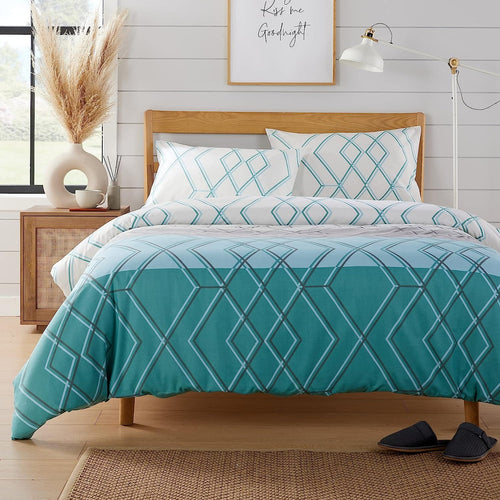OLIVIA ROCCO Havanna Geo Reversible Luxury Cotton Blend Duvet Cover Set With Pillowcases