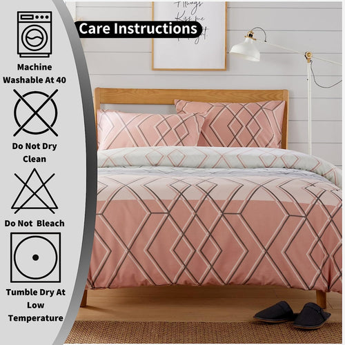 OLIVIA ROCCO Havanna Geo Reversible Luxury Cotton Blend Duvet Cover Set With Pillowcases