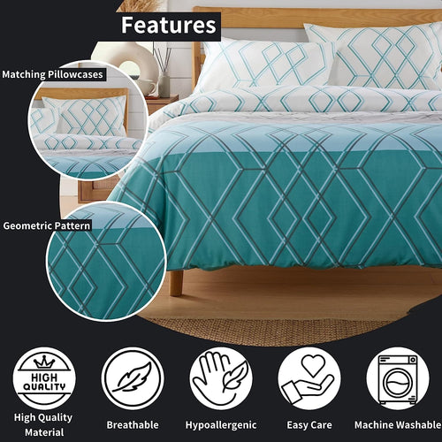 OLIVIA ROCCO Havanna Geo Reversible Luxury Cotton Blend Duvet Cover Set With Pillowcases