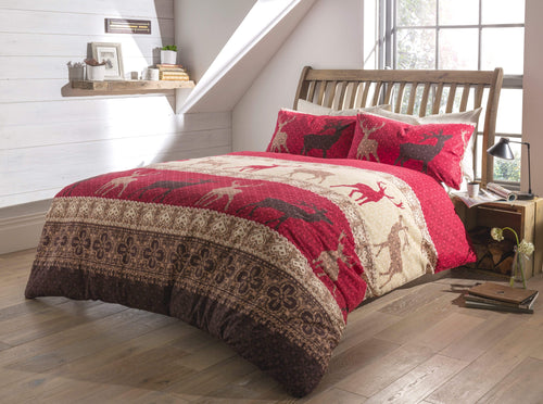 OLIVIA ROCCO Duvet Set Fair Isle Highland Brushed Cotton Flannel Super Soft Bedding