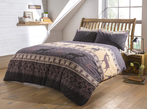 OLIVIA ROCCO Duvet Set Fair Isle Highland Brushed Cotton Flannel Super Soft Bedding