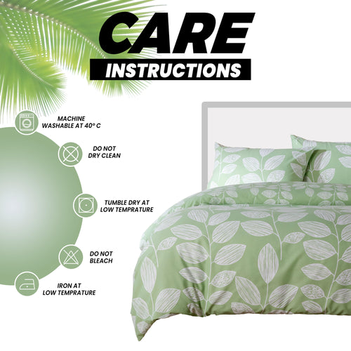 OLIVIA ROCCO Leaf Print Reversible Cotton Rich Duvet Cover Set With Pillowcases Black Bedroom Refresh Easy-Care Comfort