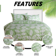 OLIVIA ROCCO Leaf Print Reversible Cotton Rich Duvet Cover Set With Pillowcases Black Bedroom Refresh Easy-Care Comfort