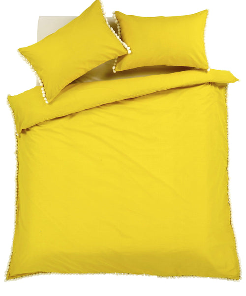 OLIVIA ROCCO Hand Stitched Pom Pom Duvet Set Cotton Rich Bedding In Multiple Sizes