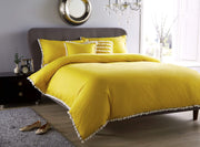 OLIVIA ROCCO Hand Stitched Pom Pom Duvet Set Cotton Rich Bedding In Multiple Sizes