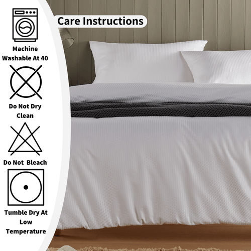 OLIVIA ROCCO Monaco Seersucker Duvet Cover Set Grey And White With Pillowcases For Single