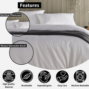 OLIVIA ROCCO Monaco Seersucker Duvet Cover Set Grey And White With Pillowcases For Single