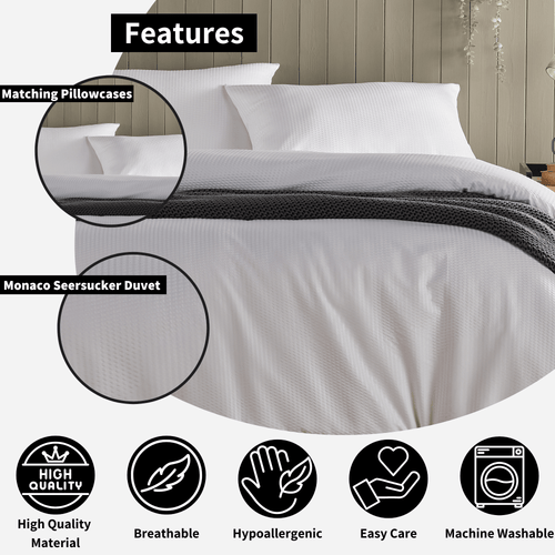 OLIVIA ROCCO Monaco Seersucker Duvet Cover Set Grey And White With Pillowcases For Single