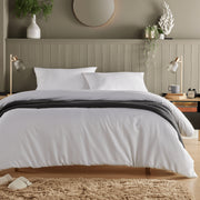 OLIVIA ROCCO Monaco Seersucker Duvet Cover Set Grey And White With Pillowcases For Single