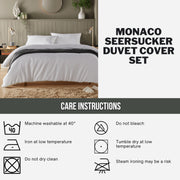 OLIVIA ROCCO Monaco Seersucker Duvet Cover Set Grey And White With Pillowcases For Single
