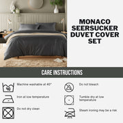 OLIVIA ROCCO Monaco Seersucker Duvet Cover Set Grey And White With Pillowcases For Single