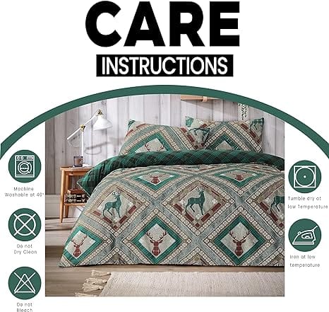 OLIVIA ROCCO Stag Printed Reversible Polycotton Duvet Cover Set Easy Care Single Double