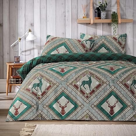 OLIVIA ROCCO Stag Printed Reversible Polycotton Duvet Cover Set Easy Care Single Double