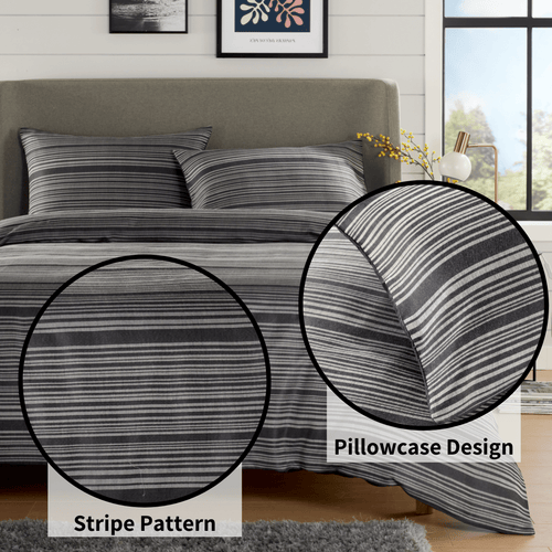 OLIVIA ROCCO Stripe Jacquard Reversible Cotton Blend Duvet Cover Set With Pillowcases
