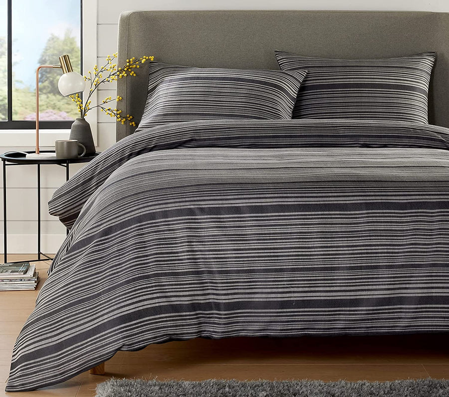 OLIVIA ROCCO Stripe Jacquard Reversible Cotton Blend Duvet Cover Set With Pillowcases