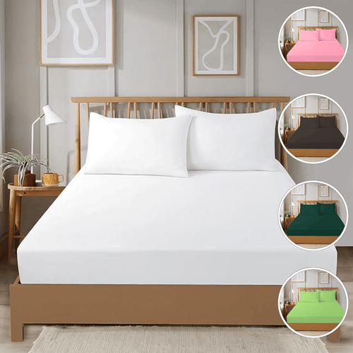 OLIVIA ROCCO Fitted Sheets Plain Dye Super Soft Easy Care Bed Linen Sets Easy-Care Hotel-Quality Comfort