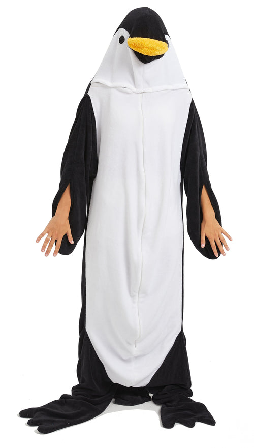 OLIVIA ROCCO Oversized Penguin Wearable Blanket Hoodie Fleece With Sleeves One Size