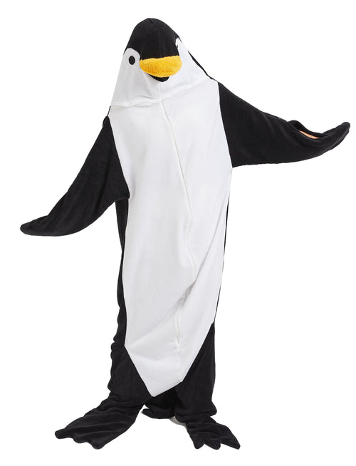OLIVIA ROCCO Oversized Penguin Wearable Blanket Hoodie Fleece With Sleeves One Size