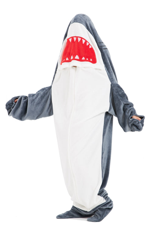 OLIVIA ROCCO Oversized Shark Wearable Blanket Hoodie Fleece With Sleeves Ultra Soft